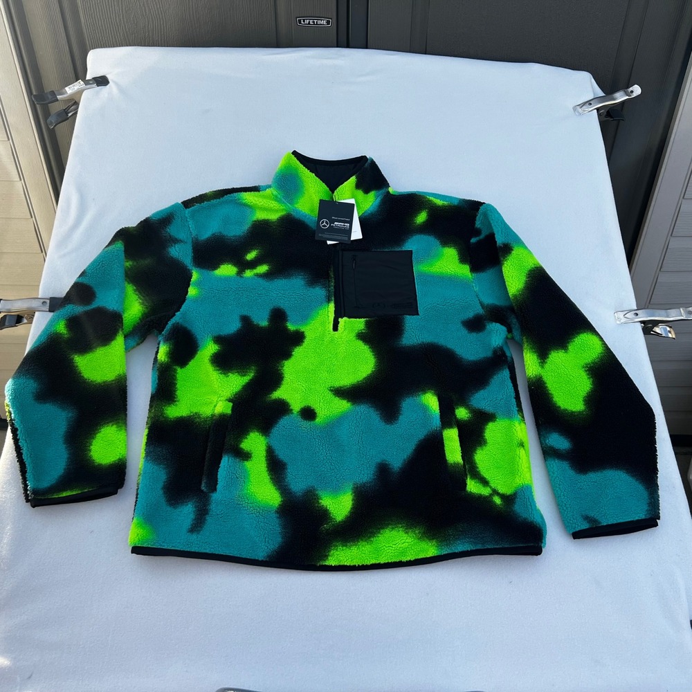 Mercedes AMG Petronas Formula One Team Spray Camo Sherpa 1/4 Zip Pullover Mens S